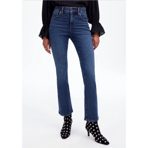 Madewell Kick Out Crop Jeans Lenoir Dark Wash Flare Denim size 27 - Picture 3 of 13
